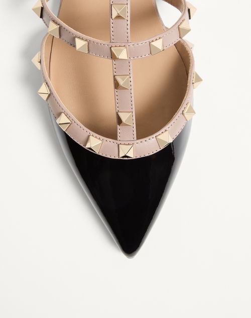 Valentino Garavani - Rockstud Patent-leather Mule - Black/poudre - Woman - Ballerinas